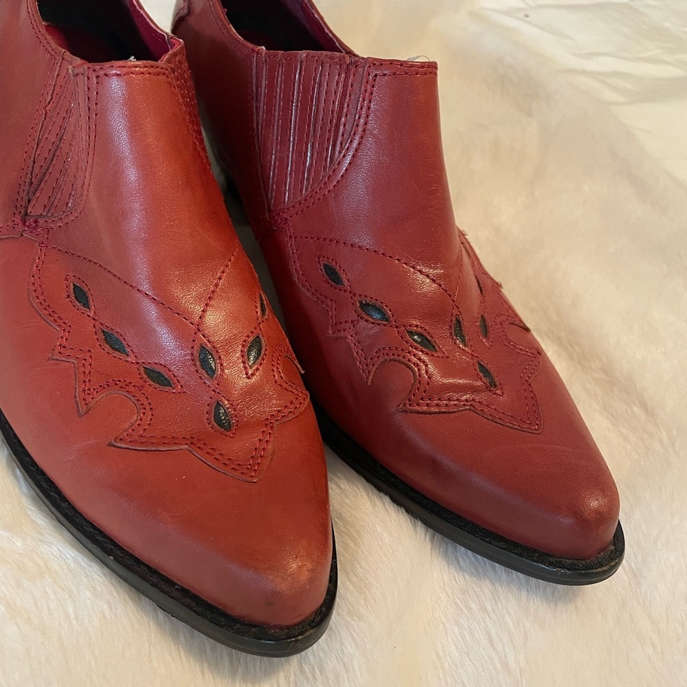 Reba red leather short booties
